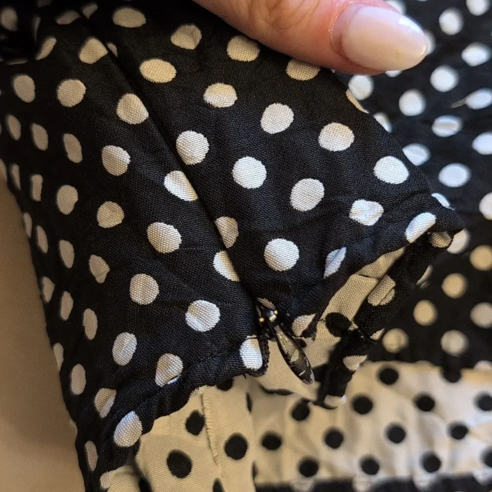Free People Polka Puff Sleeve Crop Top Black White Size 10 - Picture 4 of 12